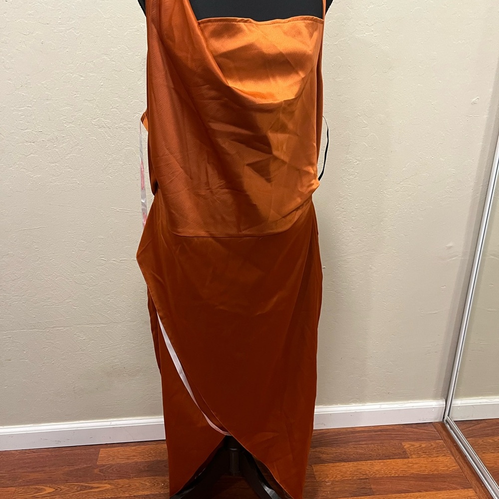 Missguided Asymmetrical Orange Cocktail Gown
